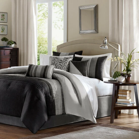 Top 10 🎁 Madison Park Infinity Black 7-piece Comforter Set ✨ 4 Top 10 🎁 Madison Park Infinity Black 7-piece Comforter Set ✨ - Image 2