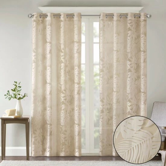 Best Pirce 🥰 Madison Park Kauna Palm Leaf Burnout Window Sheer Natural 🤩 5 Best Pirce 🥰 Madison Park Kauna Palm Leaf Burnout Window Sheer Natural 🤩 - Image 3