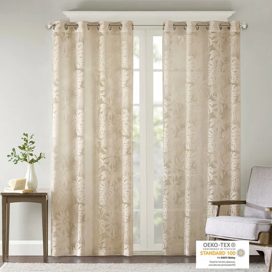 Best Pirce 🥰 Madison Park Kauna Palm Leaf Burnout Window Sheer Natural 🤩 11 Best Pirce 🥰 Madison Park Kauna Palm Leaf Burnout Window Sheer Natural 🤩 - Image 9