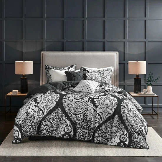 Outlet ❤️ Madison Park Marcella Printed 6 Piece Duvet Cover Set (Insert Excluded) Black 🥰 4 Outlet ❤️ Madison Park Marcella Printed 6 Piece Duvet Cover Set (Insert Excluded) Black 🥰 - Image 2