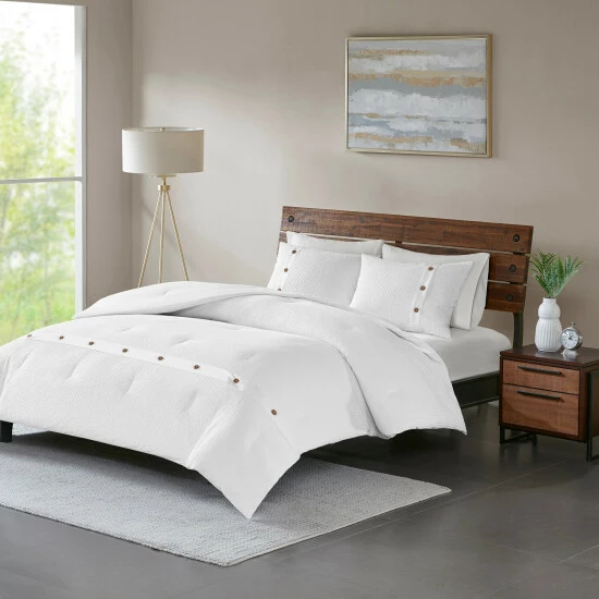 Flash Sale 🥰 Madison Park Rianon White Cotton Waffle Weave Comforter Set ✨ 8 Flash Sale 🥰 Madison Park Rianon White Cotton Waffle Weave Comforter Set ✨ - Image 6