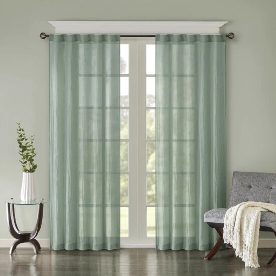Buy ❤️ Madison Park Kaylee Solid Crushed Sheer Window Curtain Pair Spice ⭐ 4 Buy ❤️ Madison Park Kaylee Solid Crushed Sheer Window Curtain Pair Spice ⭐ - Image 2