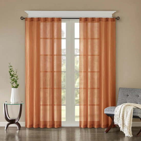 Buy ❤️ Madison Park Kaylee Solid Crushed Sheer Window Curtain Pair Spice ⭐ 5 Buy ❤️ Madison Park Kaylee Solid Crushed Sheer Window Curtain Pair Spice ⭐ - Image 3