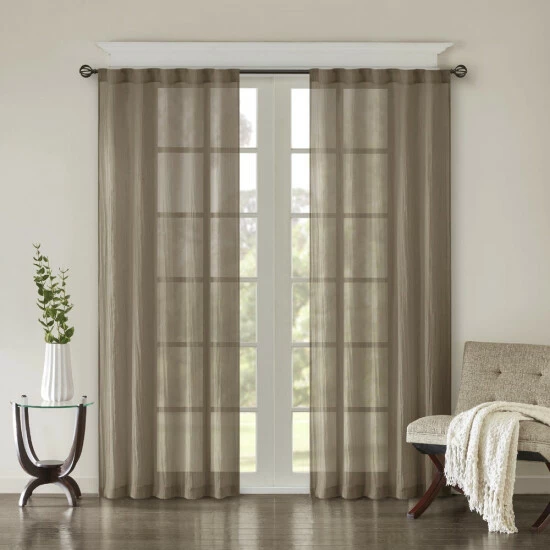 Buy ❤️ Madison Park Kaylee Solid Crushed Sheer Window Curtain Pair Spice ⭐ 7 Buy ❤️ Madison Park Kaylee Solid Crushed Sheer Window Curtain Pair Spice ⭐ - Image 5