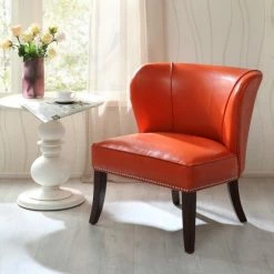 Brand new 😉 Madison Park Sheldon Orange Concave Back Armless Accent Chair 🧨