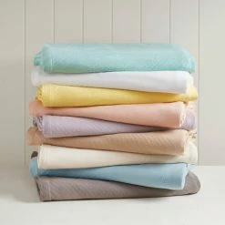 Wholesale 😍 Madison Park Liquid Solid Colored Woven Cotton Blanket Blush 🎁