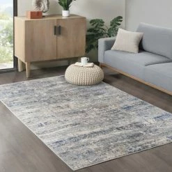 Promo 🛒 Madison Park Marie Blue/ Cream Abstract Area Rug 🥰