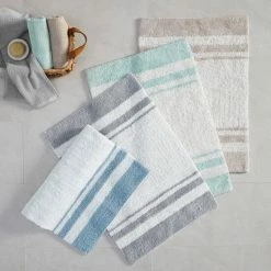 Outlet ๐ Madison Park Spa Cotton Reversible Bath Rug Blue ๐