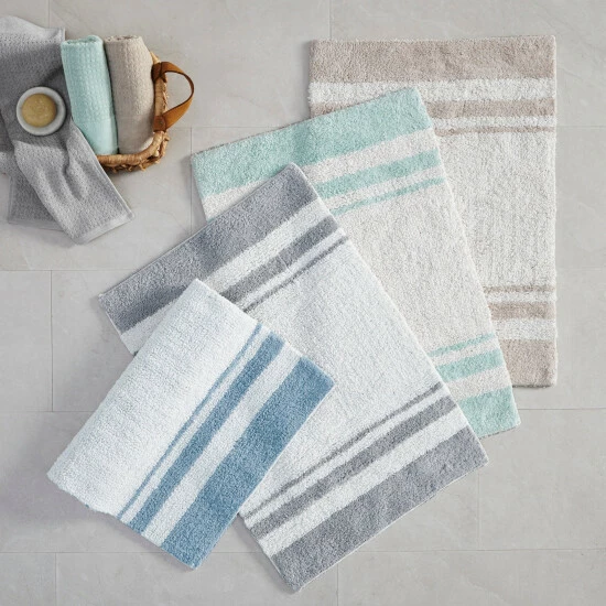 Outlet 🛒 Madison Park Spa Cotton Reversible Bath Rug Blue 😉 3 Outlet 🛒 Madison Park Spa Cotton Reversible Bath Rug Blue 😉
