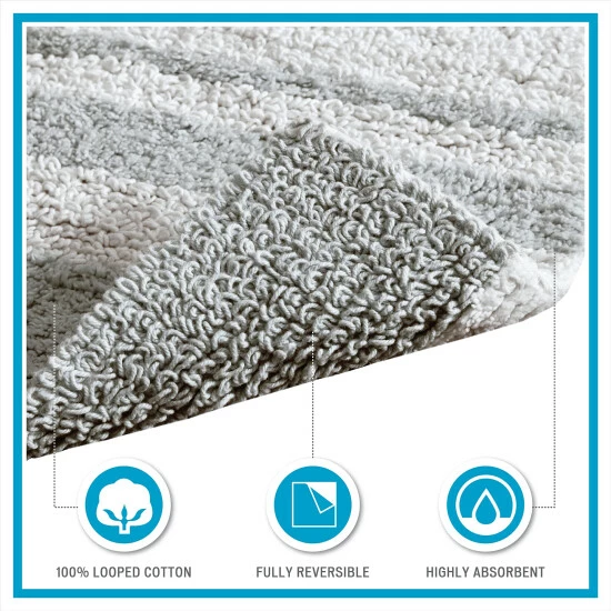 Outlet 🛒 Madison Park Spa Cotton Reversible Bath Rug Blue 😉 6 Outlet 🛒 Madison Park Spa Cotton Reversible Bath Rug Blue 😉 - Image 4
