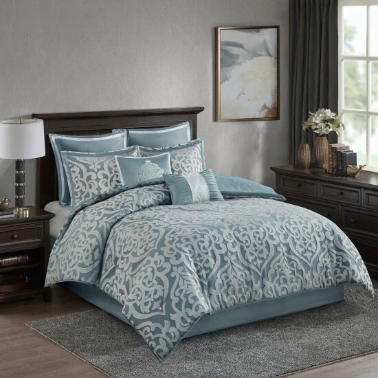 Promo ๐งจ Madison Park Dillon 8 Piece Jacquard Comforter Set Aqua โญ 4 Promo ๐งจ Madison Park Dillon 8 Piece Jacquard Comforter Set Aqua โญ - Image 2