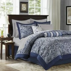 Hot Sale 👍 Madison Park Whitman Navy Paisley Jacquard 12-piece Bedding Set ⭐ -Madison Park Sales unnamed file 1408
