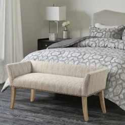 Budget 🎉 Madison Park Antonio Upholstered Rectangular Accent Bench Grey 😉