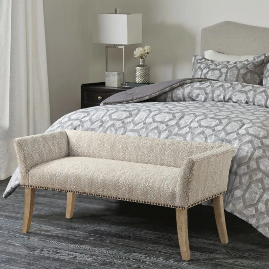 Budget 🎉 Madison Park Antonio Upholstered Rectangular Accent Bench Grey 😉 3 Budget 🎉 Madison Park Antonio Upholstered Rectangular Accent Bench Grey 😉