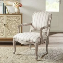 Outlet ⭐ Madison Park Charlotte Natural Camel Back Exposed Wood Chair 🎁