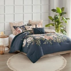Best Sale 🎁 Madison Park Maia Navy Blush Floral Print 8-piece Cotton Comforter Set 😀 -Madison Park Sales unnamed file 1558