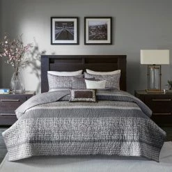 Best Pirce 🛒 Madison Park Melody 6 Piece Reversible Jacquard Coverlet Set Grey/taupe 🔥