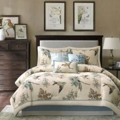 Buy 🌟 Madison Park Pierce Printed Bird Pattern Cotton Twill 7-piece Comforter Set 👍