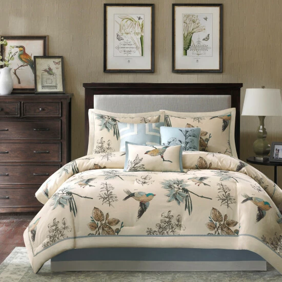 Buy ๐ Madison Park Pierce Printed Bird Pattern Cotton Twill 7-piece Comforter Set ๐ 3 Buy ๐ Madison Park Pierce Printed Bird Pattern Cotton Twill 7-piece Comforter Set ๐