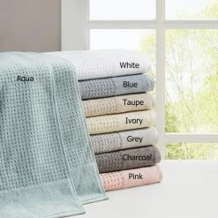 Outlet 🎁 Madison Park Spa Waffle Cotton Waffle Jacquard Antimicrobial Bath Towel 6 Piece Set Taupe 💯 -Madison Park Sales unnamed file 1654