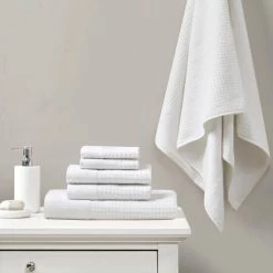 Outlet 🎁 Madison Park Spa Waffle Cotton Waffle Jacquard Antimicrobial Bath Towel 6 Piece Set Taupe 💯 -Madison Park Sales unnamed file 1658