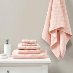 Outlet 🎁 Madison Park Spa Waffle Cotton Waffle Jacquard Antimicrobial Bath Towel 6 Piece Set Taupe 💯 -Madison Park Sales unnamed file 1660