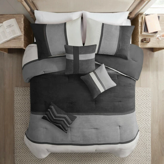 Outlet π Madison Park Hanover 7 Piece Faux Suede Comforter Set Brown π― 4 Outlet π Madison Park Hanover 7 Piece Faux Suede Comforter Set Brown π― - Image 2
