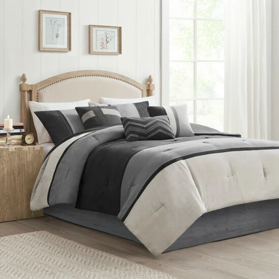 Outlet π Madison Park Hanover 7 Piece Faux Suede Comforter Set Brown π― 5 Outlet π Madison Park Hanover 7 Piece Faux Suede Comforter Set Brown π― - Image 3