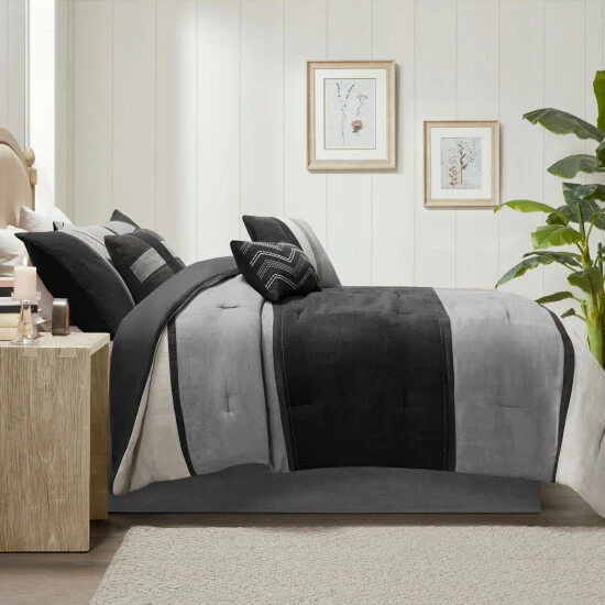 Outlet π Madison Park Hanover 7 Piece Faux Suede Comforter Set Brown π― 6 Outlet π Madison Park Hanover 7 Piece Faux Suede Comforter Set Brown π― - Image 4