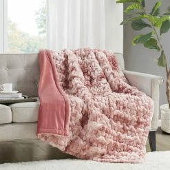 Best Pirce 🛒 Madison Park Ruched Fur Throw Blush 👏 -Madison Park Sales unnamed file 1726