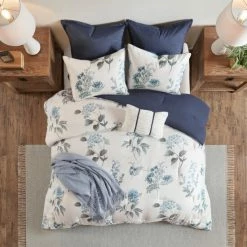 Promo ⌛ Madison Park Monah Blue 7 Piece Printed Seersucker Comforter Set With Throw Blanket ❤️ -Madison Park Sales unnamed file 1767