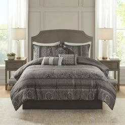 Cheapest 🎁 Madison Park Venetian Grey Jacquard 7-piece Comforter Set 😍