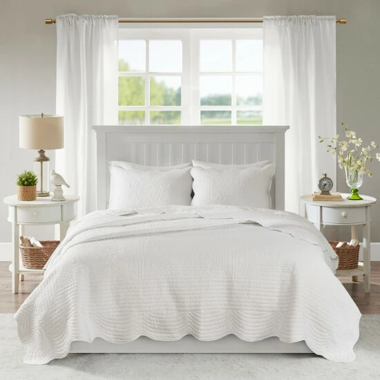 Wholesale โจ Madison Park Marino White Reversible Scalloped Edge Coverlet Set ๐ 4 Wholesale โจ Madison Park Marino White Reversible Scalloped Edge Coverlet Set ๐ - Image 2