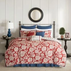 Flash Sale 😍 Madison Park Georgia Red Cotton Duvet Cover Set ❤️