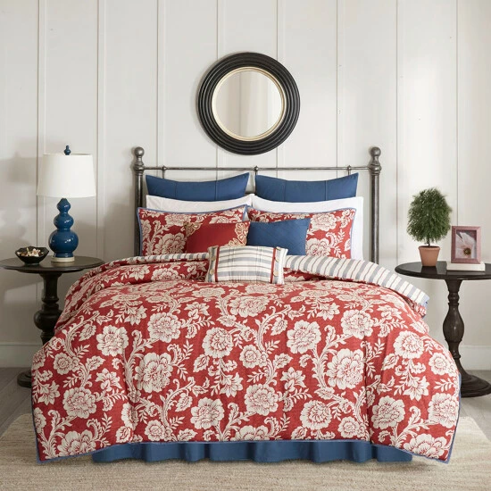 Flash Sale 😍 Madison Park Georgia Red Cotton Duvet Cover Set ❤️ 3 Flash Sale 😍 Madison Park Georgia Red Cotton Duvet Cover Set ❤️