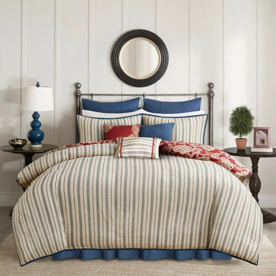 Flash Sale 😍 Madison Park Georgia Red Cotton Duvet Cover Set ❤️ 4 Flash Sale 😍 Madison Park Georgia Red Cotton Duvet Cover Set ❤️ - Image 2