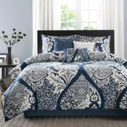 Best reviews of 💯 Madison Park Marcella 7 Piece Cotton Printed Comforter Set Black 👏