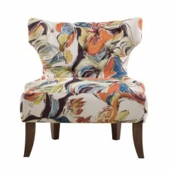 Brand new 🛒 Madison Park Bree Hourglass Tufted Armless Chair Orange Multi ⌛ -Madison Park Sales unnamed file 1893