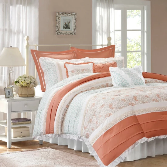 Coupon ⌛ Madison Park Vanessa 9 Piece Cotton Percale Comforter Set Coral 🛒 9 Coupon ⌛ Madison Park Vanessa 9 Piece Cotton Percale Comforter Set Coral 🛒 - Image 7