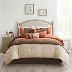 Cheap 🎁 Madison Park Hanover 7-piece Comforter Set Coral ⭐