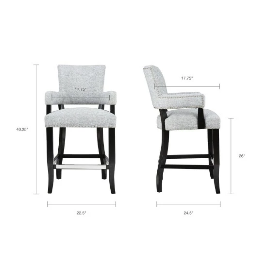 Buy βοΈ Madison Park Parler Grey Arm 26-inch Counter Stool - 22.5"w X 24.5"d X 40.25"h π 8 Buy βοΈ Madison Park Parler Grey Arm 26-inch Counter Stool - 22.5"w X 24.5"d X 40.25"h π - Image 6