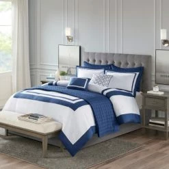 Outlet 🥰 Madison Park Lexington 8 Piece Comforter And Coverlet Set Collection Navy 🌟 -Madison Park Sales unnamed file 2070