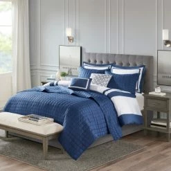 Outlet 🥰 Madison Park Lexington 8 Piece Comforter And Coverlet Set Collection Navy 🌟 -Madison Park Sales unnamed file 2071