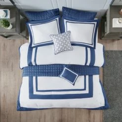 Outlet 🥰 Madison Park Lexington 8 Piece Comforter And Coverlet Set Collection Navy 🌟 -Madison Park Sales unnamed file 2072
