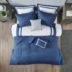 Outlet 🥰 Madison Park Lexington 8 Piece Comforter And Coverlet Set Collection Navy 🌟 -Madison Park Sales unnamed file 2073