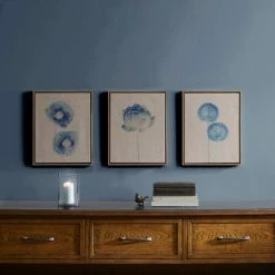Outlet ❤️ Madison Park Blue Print Botanicals Blue Framed 3 Piece Printed Canvas On Linen ❤️