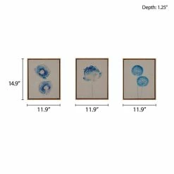 Alternative view of Outlet ❤️ Madison Park Blue Print Botanicals Blue Framed 3 Piece Printed Canvas On Linen ❤️