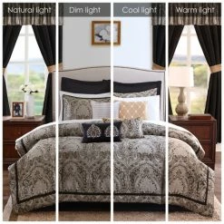 Deals ✔️ Madison Park Essentials Christine Black 24-Piece Room In A Bag-Window Panels & Sheet Set Included 🎉 -Madison Park Sales unnamed file 2129