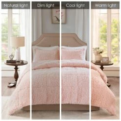 Cheapest ✨ Madison Park Zoe 100-percent Polyester Solid Faux Fur Comforter Set Blush 👍 -Madison Park Sales unnamed file 2143