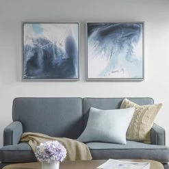 Outlet 🎁 Madison Park Blue Lagoon 2 Gel 🧥 Coat Framed Canvas 2-piece Set ✔️